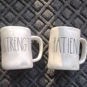 Rae Dunn White Mugs - Strength & Patience